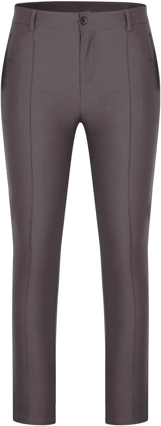 YUHGODO Men's High Waisted Stretch Pants Slim Fit Outdoor Straight Leg Trousers Business Skinny Work Pants