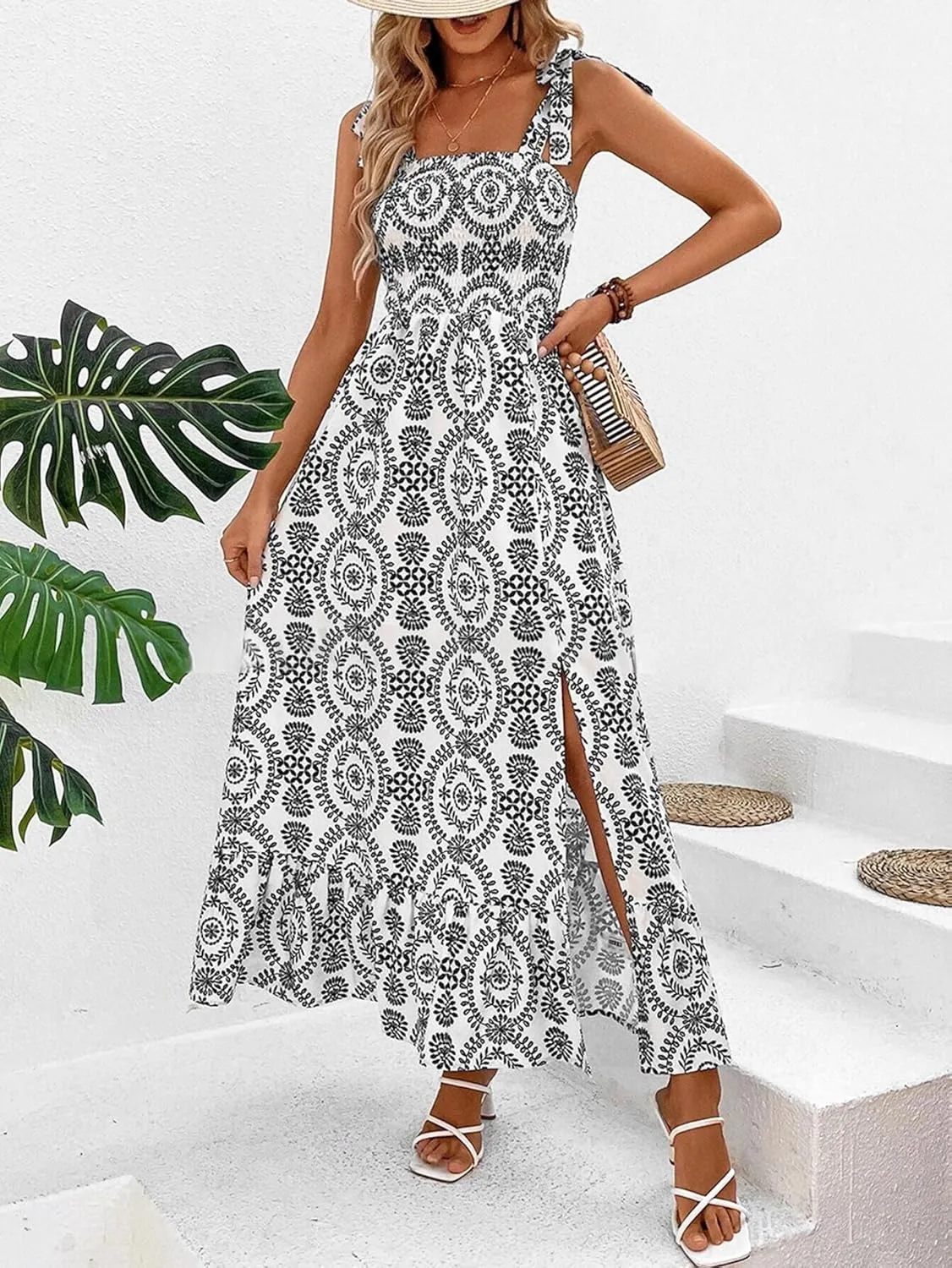 Zcargel Women's Summer Sling Maxi Dress, 2024 Printed Sundress, Sleeveless Street Trendy Long for Modern Woman