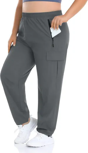 ZERDOCEAN Women's Plus Size Outdoor Active Hiking Pants Lightweight Quick Dry Athletic Pants Zipper Pockets