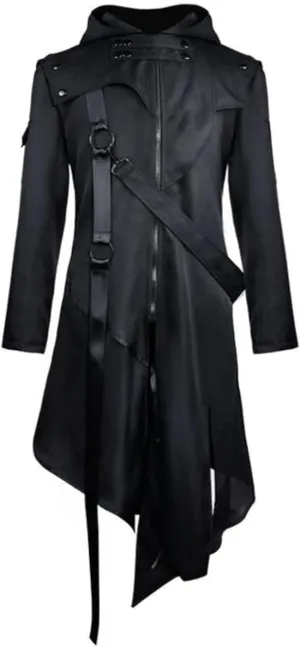 Zip Up Costume Hoodie Men Steampunk Jacket Medieval Long Gothic Victorian Frock Tailcoat for Halloween JJK001