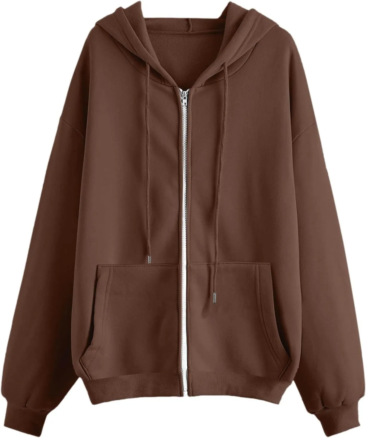 Zip Up Hoodie Women Y2K Oversized Sweatshirts Long Sleeve Fleece Jacket Pockets 2024 Fall Casual Fashion Clothes